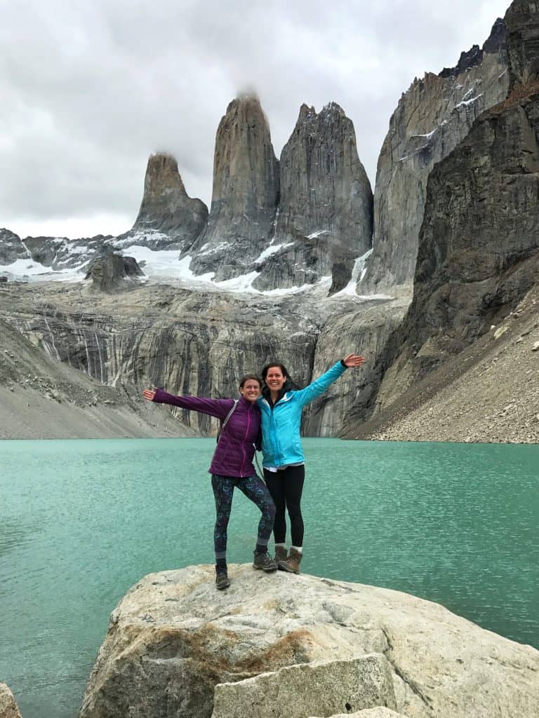 turquoise water and The Towers (torres) in Torres del Paine Patagonia