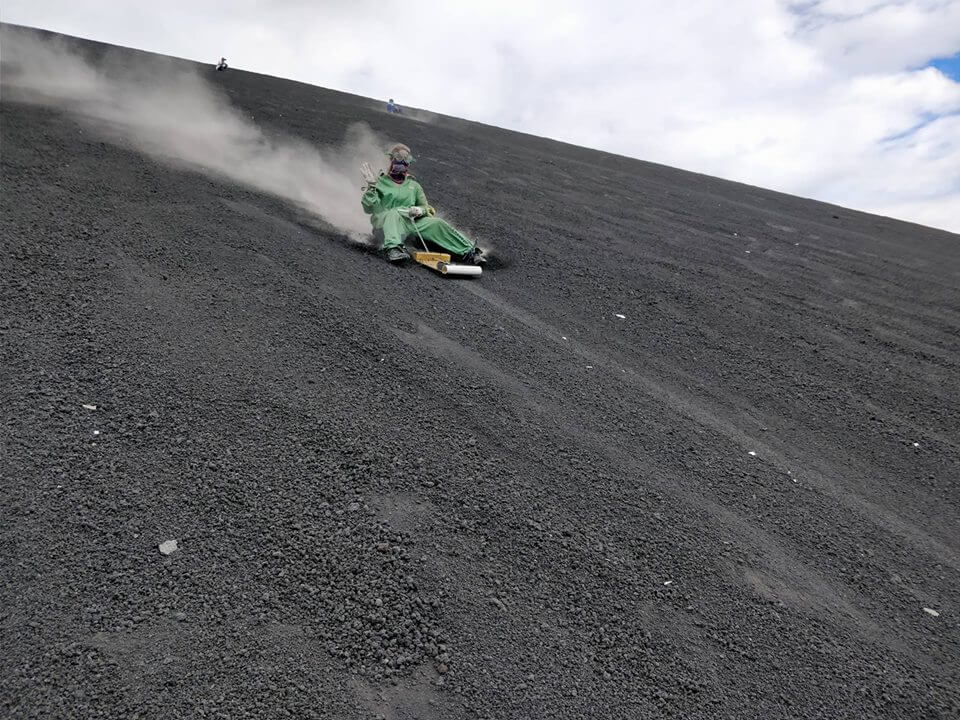 Me volcano boarding down Cerro Negro