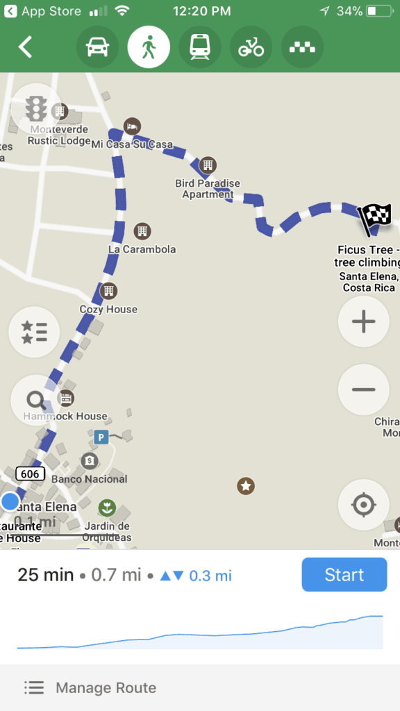 screenshot of maps.me route