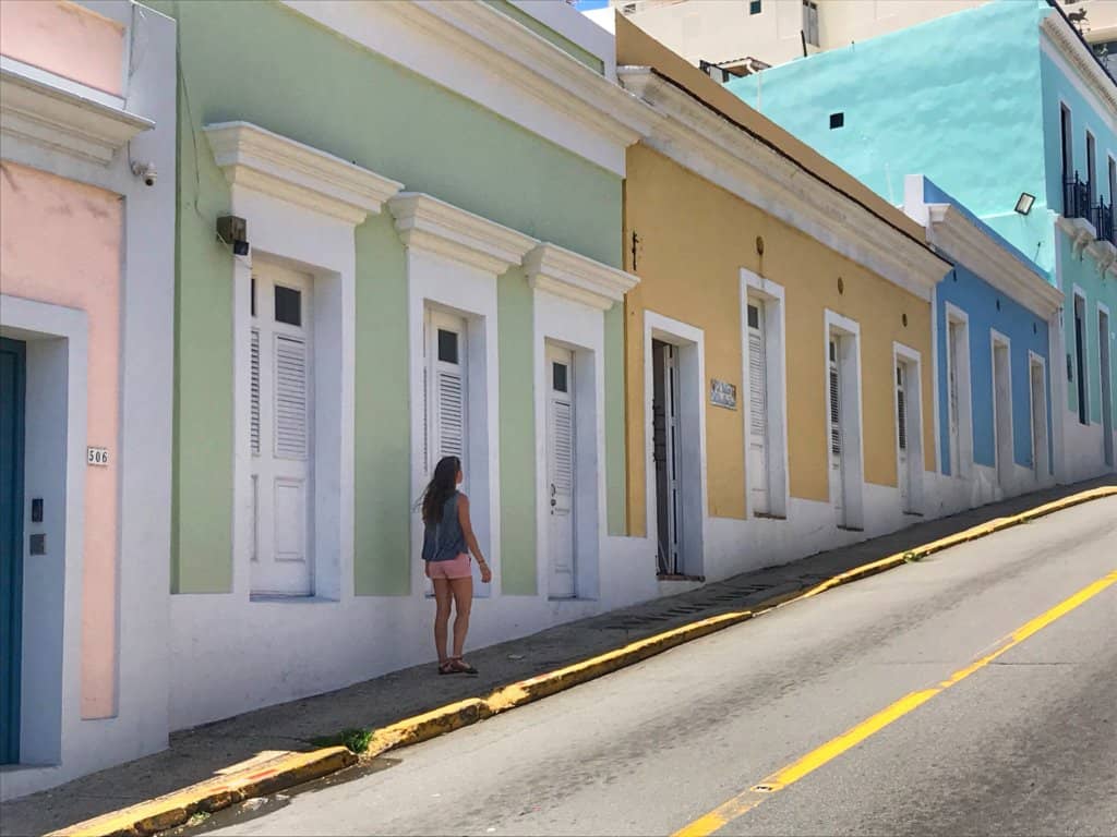 san juan puerto rico, colorful shops and homes, pastel