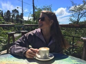 Drinking coffee in Monteverde Costa Rica