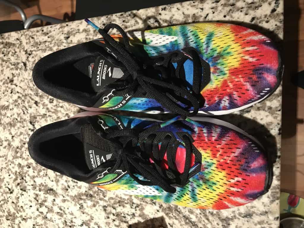 Brooks tie-dyed running shoes