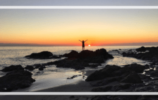 Orange sunrise on the ocean horizon