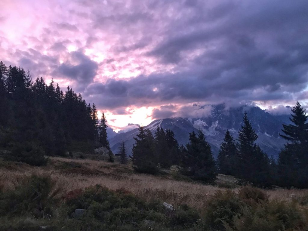 Dusk while backpacking the Tour du Mont Blanc