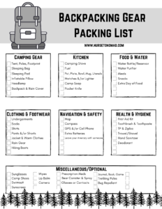 Awesome Packing List for Backpackers printable list