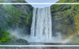 Skogafoss waterfall Iceland with rainbow