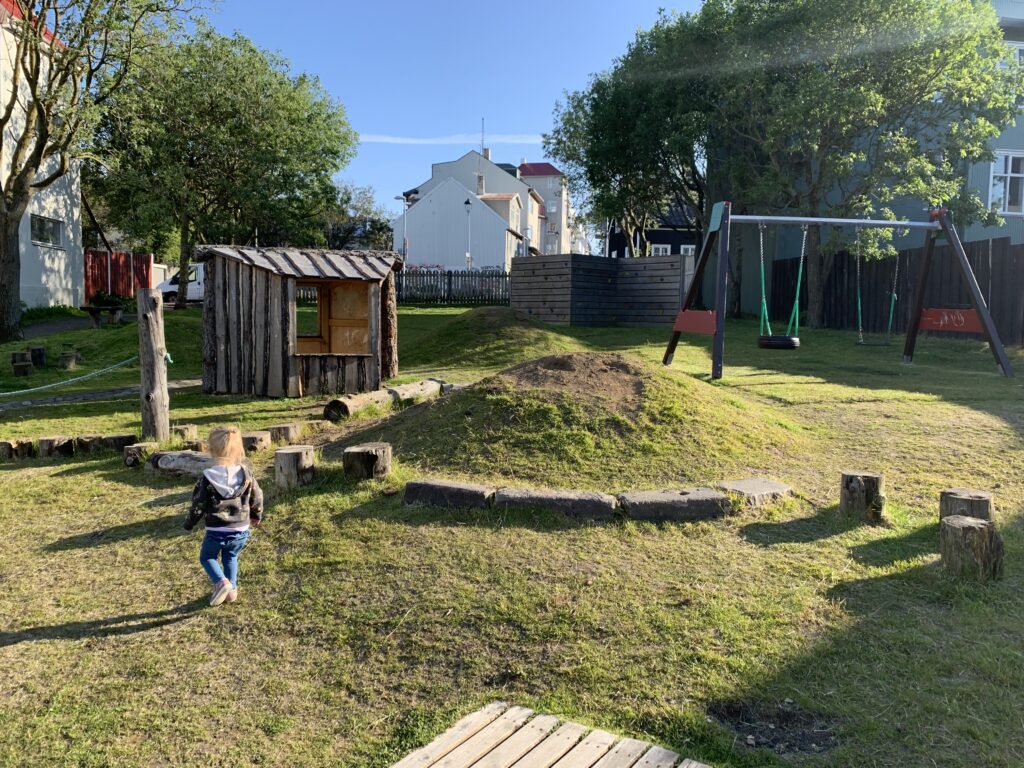 Iceland playground with a toddler