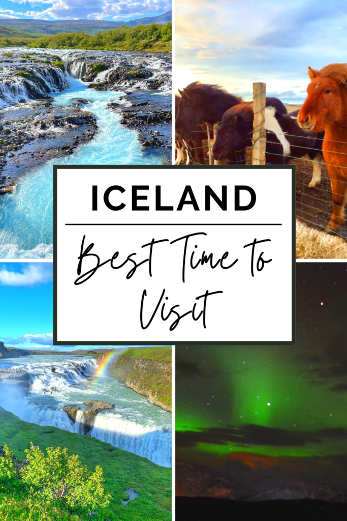 Best time to Visit Iceland pin. Summer vs Winter.