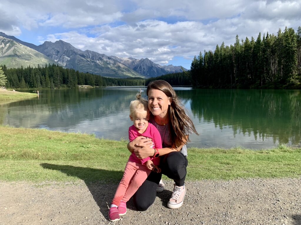 Mom and toddler in Banff Canada